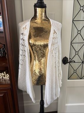 VENUS Cream Open-Knit Draped Cardigan